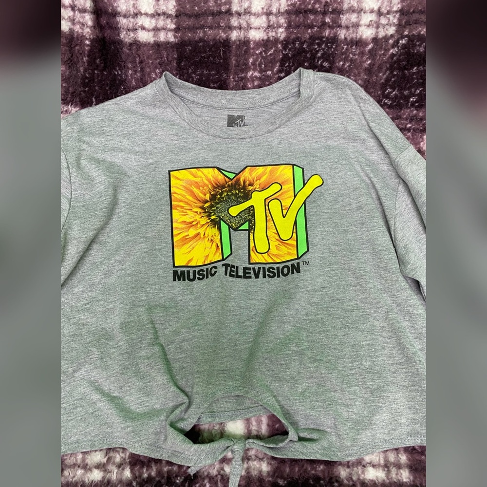MTV Sunflower Long-Sleeve Tie Crop Top